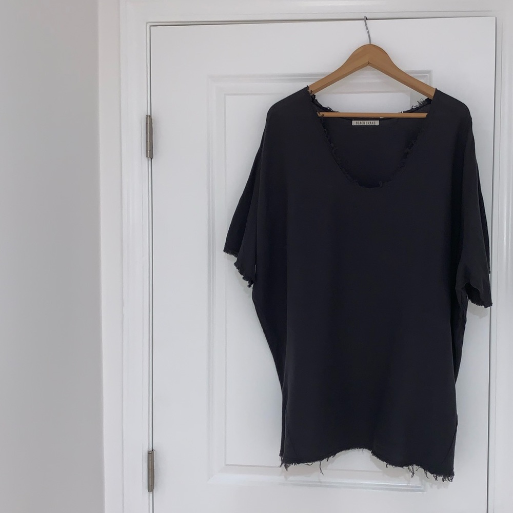 Black Crane size M cotton gauze shirt